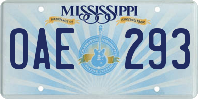 MS license plate OAE293