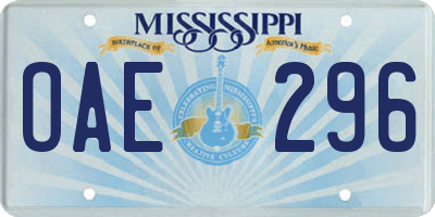 MS license plate OAE296