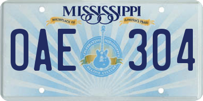MS license plate OAE304
