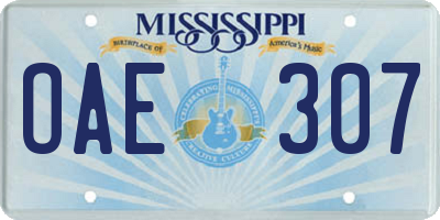 MS license plate OAE307