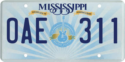 MS license plate OAE311