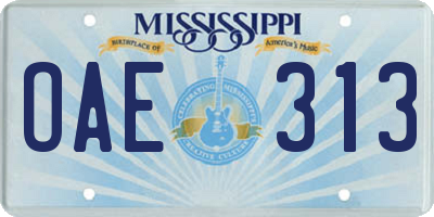 MS license plate OAE313