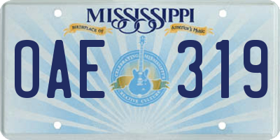 MS license plate OAE319