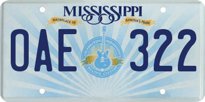MS license plate OAE322