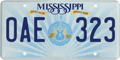 MS license plate OAE323
