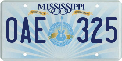 MS license plate OAE325