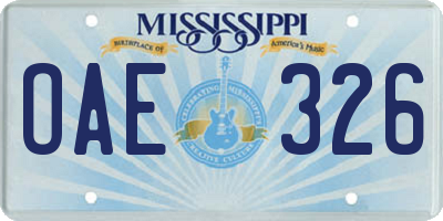 MS license plate OAE326
