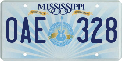MS license plate OAE328