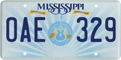 MS license plate OAE329