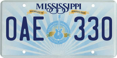 MS license plate OAE330