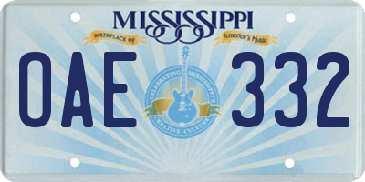 MS license plate OAE332