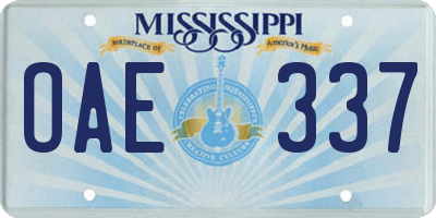 MS license plate OAE337