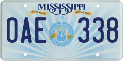 MS license plate OAE338