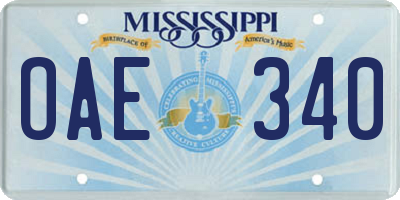 MS license plate OAE340