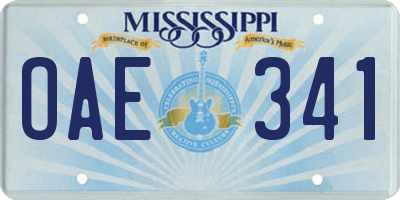 MS license plate OAE341