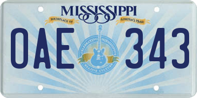 MS license plate OAE343