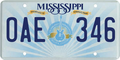 MS license plate OAE346