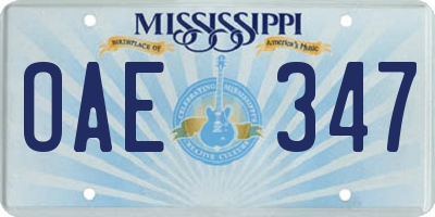 MS license plate OAE347