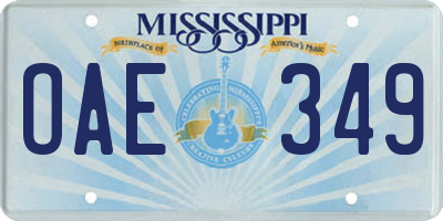 MS license plate OAE349
