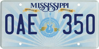 MS license plate OAE350