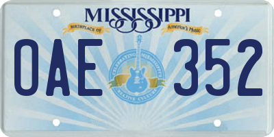 MS license plate OAE352