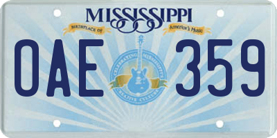 MS license plate OAE359