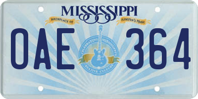MS license plate OAE364