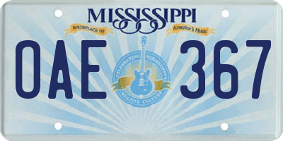 MS license plate OAE367