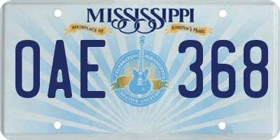 MS license plate OAE368