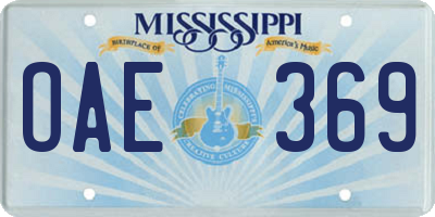 MS license plate OAE369
