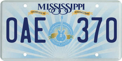 MS license plate OAE370