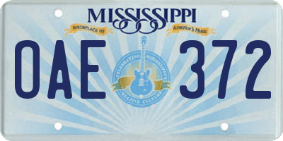 MS license plate OAE372