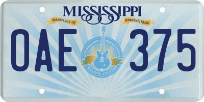 MS license plate OAE375