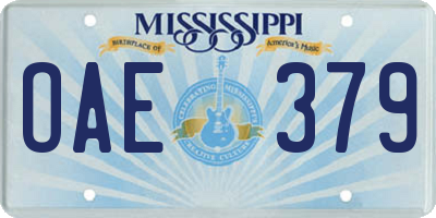 MS license plate OAE379