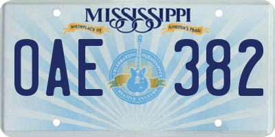 MS license plate OAE382
