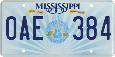 MS license plate OAE384