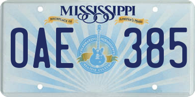 MS license plate OAE385