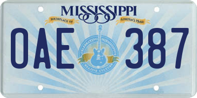 MS license plate OAE387