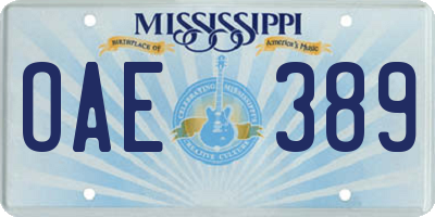 MS license plate OAE389