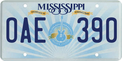MS license plate OAE390