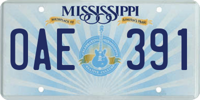 MS license plate OAE391