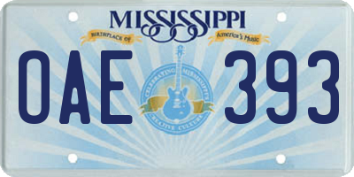 MS license plate OAE393