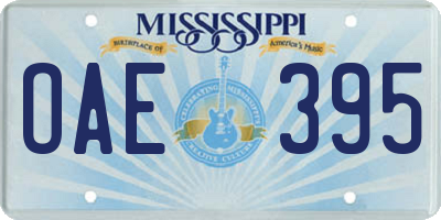 MS license plate OAE395