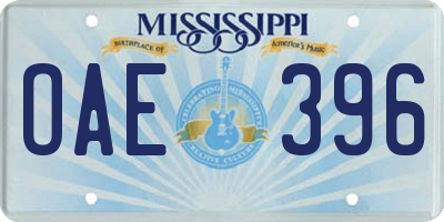 MS license plate OAE396