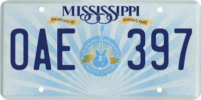 MS license plate OAE397