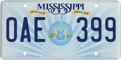 MS license plate OAE399