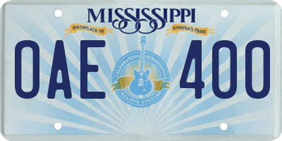 MS license plate OAE400