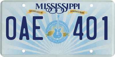 MS license plate OAE401