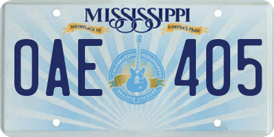 MS license plate OAE405