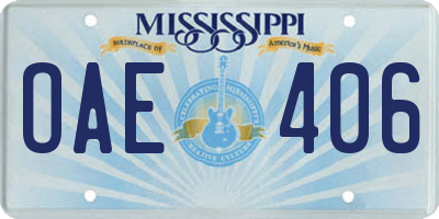 MS license plate OAE406